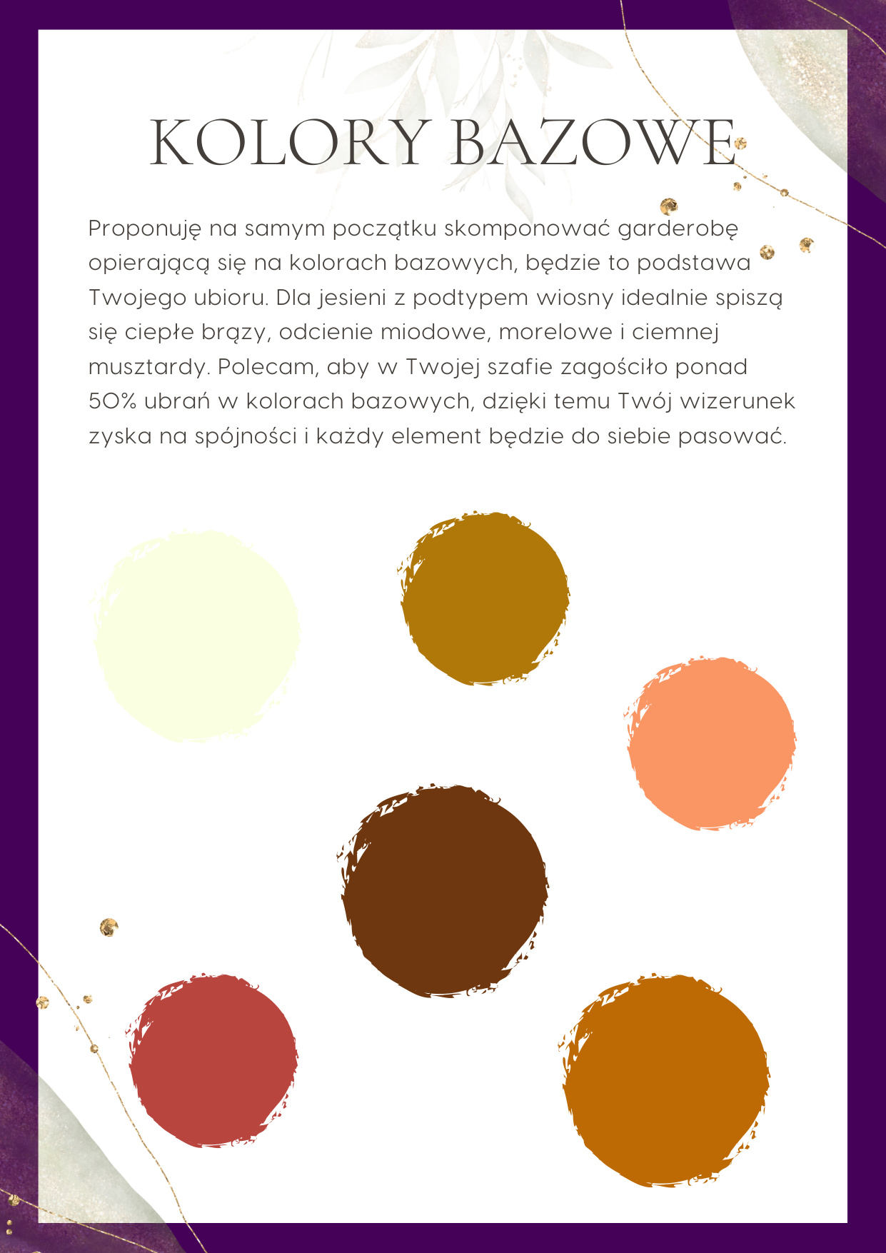 Przykładowa strona poradnika — kolory bazowe garderoby
